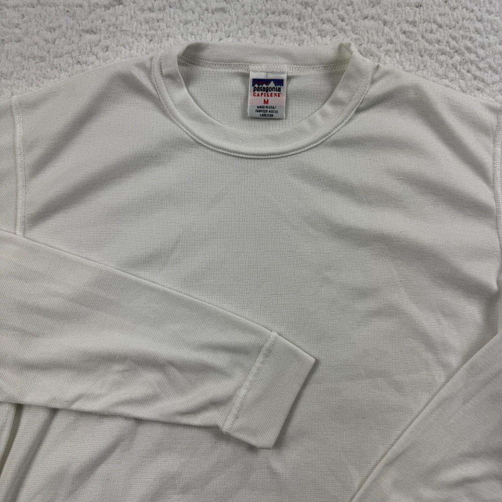 Vintage Patagonia Capilene Shirt Mens Medium White Base Layer Thermal Made USA
